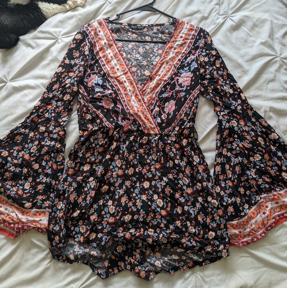 BOHO BELL SLEEVE ROMPER